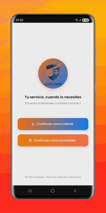 ListoPapi app screens