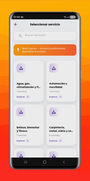 Home Services Marketplace screen