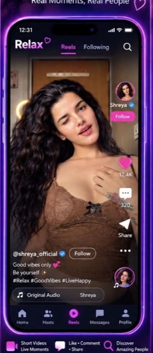 Relax app screens