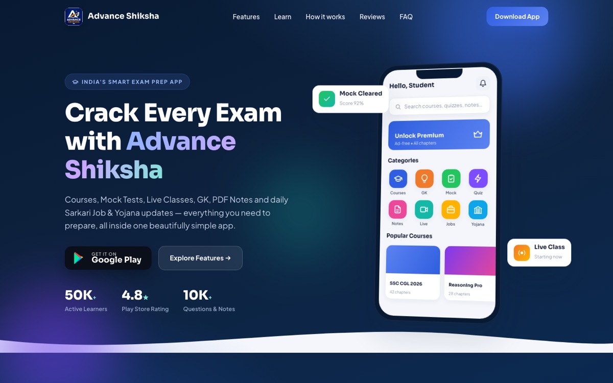 Advance Shiksha website