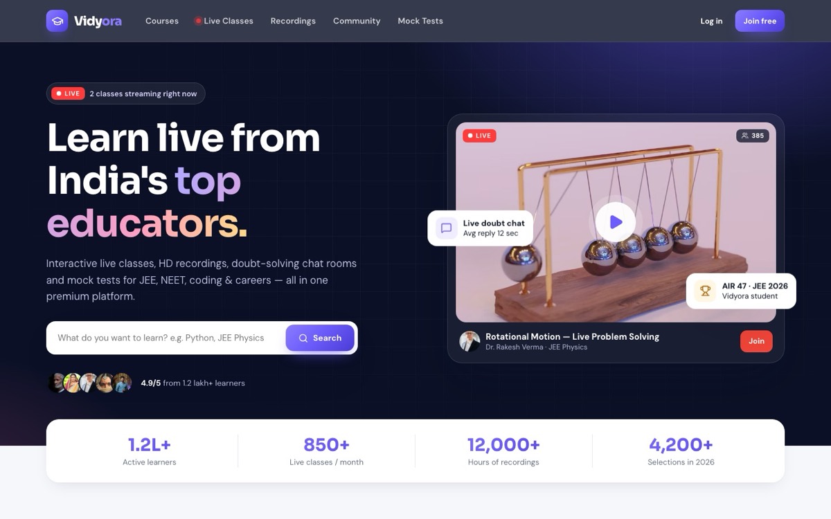 Vidyora Academy — built by Joyan